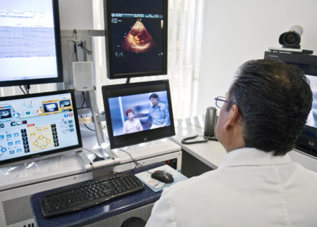 Photo of doctor conducting video consultation