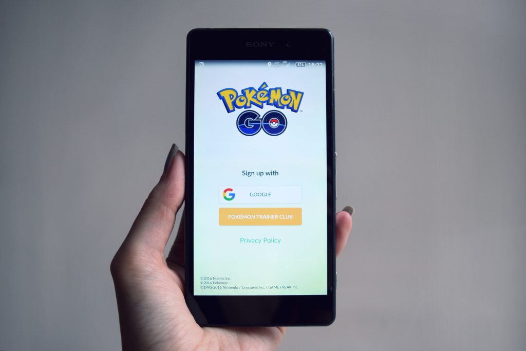 Pokémon GO start-up screen on mobile phone